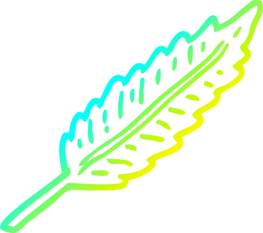 Bir insan tarafından çizilmiş beyaz bir tüy karikatürünün soğuk gradyan çizimi