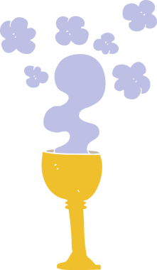 Bir insan tarafından çizilmiş ürkütücü cadılar bayramı kadehinin düz renk çizimi