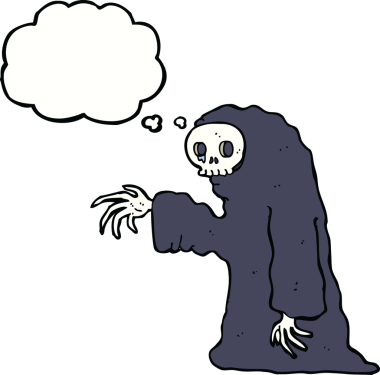 Bir insan tarafından çizilmiş düşünce baloncuklu tuhaf cadılar bayramı kostümü.