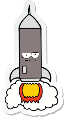 Bir insan tarafından çizilmiş bir roketin çıkartması.