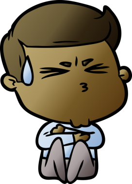 Bir insan tarafından çizilmiş terleyen çizgi film adamı.