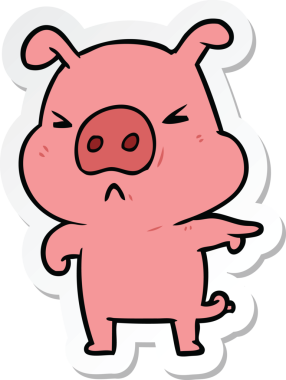 Bir insan tarafından çizilmiş kızgın bir domuzun çıkartması.