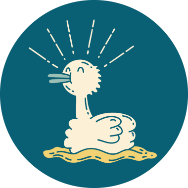 Bir insan tarafından çizilmiş yüzen ördek dövmesi ikonu.