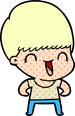 Bir insan tarafından çizilmiş mutlu çizgi film çocuğu.