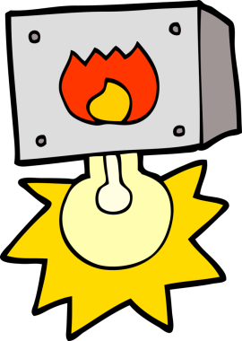 Bir insan tarafından çizilmiş çizgi film yanıp sönen ateş ışığı.