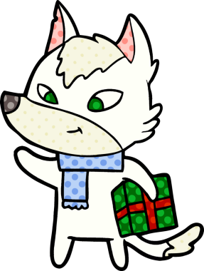 Bir insan tarafından çizilmiş dost canlısı bir Noel Kurdu.