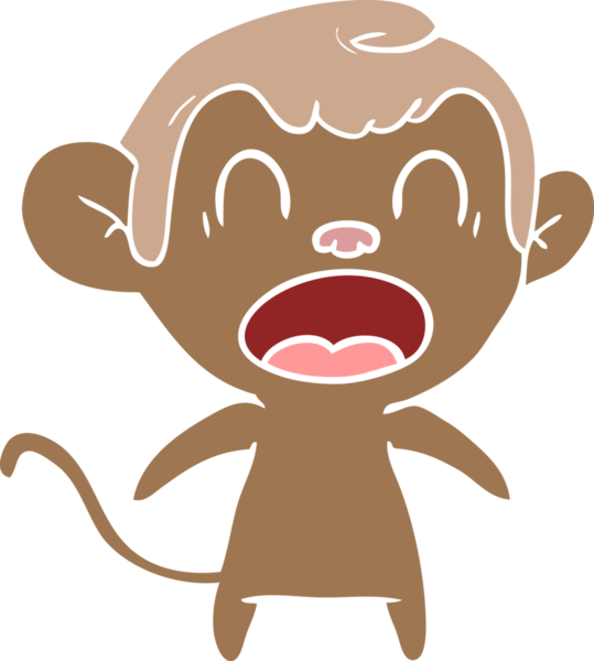 Bir insan tarafından çizilmiş düz renkli çizgi film maymunu