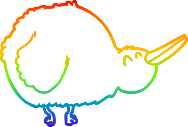 Bir insan tarafından çizilen kivi kuşunun gökkuşağı gradyan çizimi