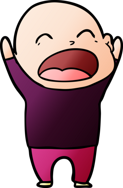 Bir insan tarafından çizilmiş kel adam diye bağıran çizgi film.