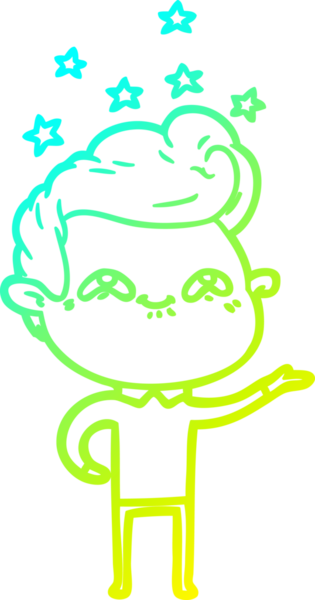 Bir insan tarafından çizilmiş, heyecanlı bir çizgi film çizimi.