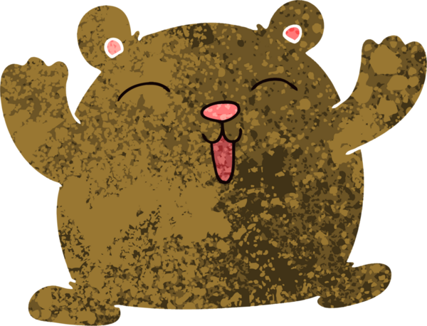 Bir insan tarafından çizilmiş garip çizim tarzı komik bir ayı.