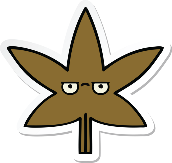 Bir insan tarafından çizilmiş güzel bir sonbahar yaprağının çıkartması.