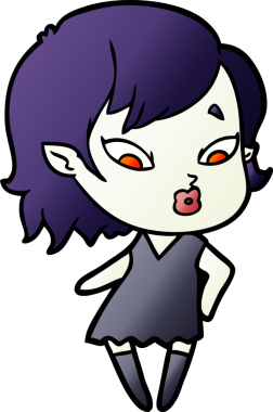 Bir insan tarafından çizilmiş şirin vampir kız çizgi filmi.