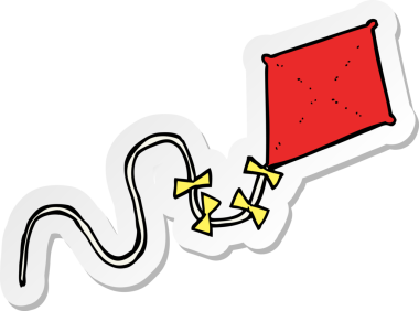 Bir insan tarafından çizilmiş bir çizgi film uçurtmasının çıkartması.