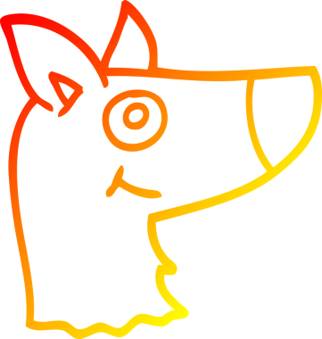 Bir insan tarafından çizilmiş mutlu bir köpeğin sıcak çizgi çizimi.