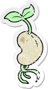 Bir insan tarafından çizilmiş filizlenen bir çizgi filmin gerilemiş etiketi.