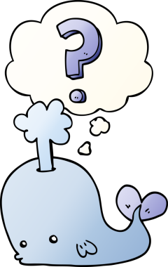 Karikatür meraklısı balina bir insan tarafından çizilmiş yumuşak eğimli düşünce balinası