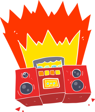 Bir insan tarafından çizilmiş müzik kutusunun düz renk çizimi