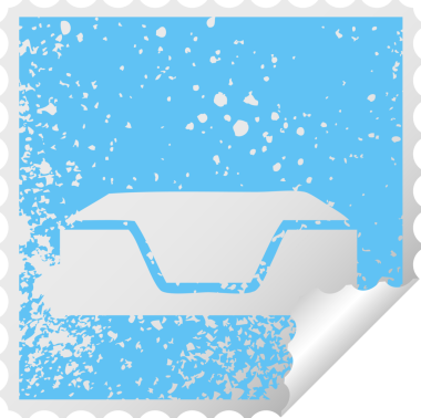 Bir insan tarafından çizilmiş tepside boş bir tablaya ait kare soyma etiketi.