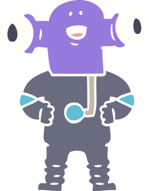 Bir insan tarafından çizilmiş düz renkli çizgi film uzaylısı.