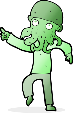 Bir insan tarafından çizilmiş uzaylı adam çizgi filmi.