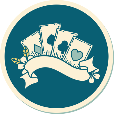 Geleneksel kart stili ve bir insan tarafından çizilmiş dövme çıkartması.