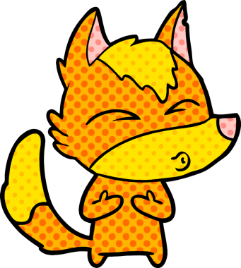 Bir insan tarafından çizilmiş tilki çizgi film karakteri