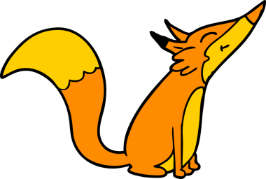 Bir insan tarafından çizilmiş tilki çizgi film karakteri