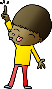 Bir insan tarafından çizilmiş mutlu çizgi film çocuğu.