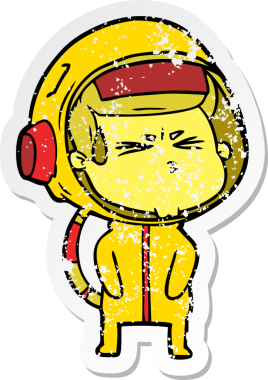 Bir insan tarafından çizilmiş stresli astronot karikatürü.