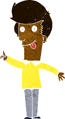 Bir insan tarafından çizilmiş bir fikri olan komik bir adam.