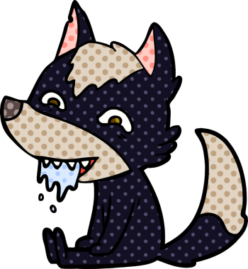 Çizgi film aç kurt bir insan tarafından çizilmeyi bekliyor.