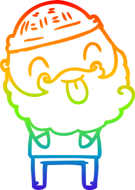 Gökkuşağı gradyan çizgisi sakallı bir adamın bir insan tarafından çizilmiş dili.