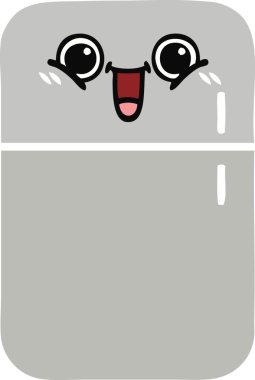 Bir insan tarafından çizilmiş bir buzdolabının düz renkli retro karikatürü