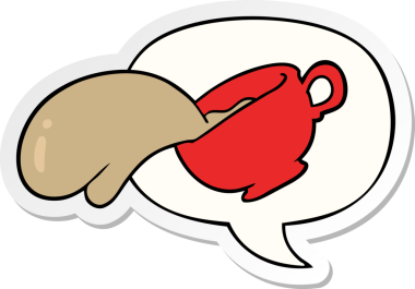 Bir insan tarafından çizilmiş konuşma kabarcığı etiketli bir kahve fincanı.