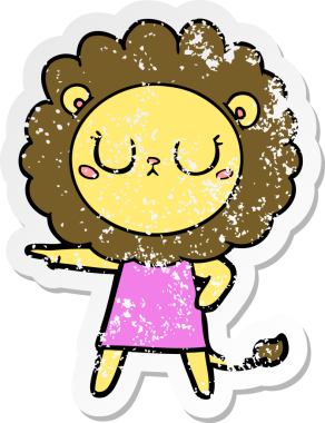 Bir insan tarafından çizilmiş karikatür aslanının sıkıntılı çıkartması.