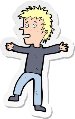 Bir insan tarafından çizilmiş mutlu bir adamın çıkartması.