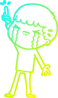 Bir insan tarafından çizilmiş ağlayan bir çizgi film karakteri çizimi.