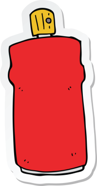 Bir insan tarafından çizilmiş çizgi film spreyinin çıkartması.