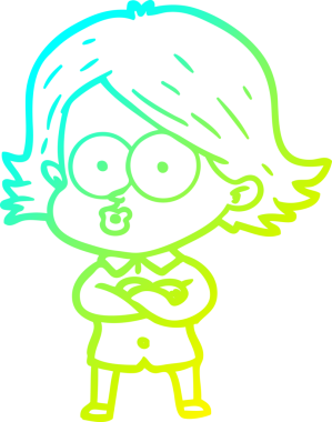 Bir insan tarafından somurtulmuş çizgi film kızı çizimi.