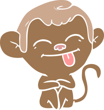 Bir insan tarafından çizilmiş komik düz renkli çizgi film maymunu