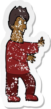 Bir insan tarafından çizilen vampir çizgi filminin gerilmiş yapıştırması.