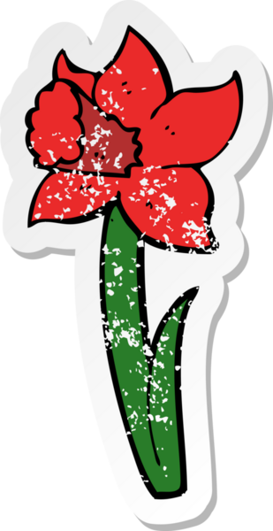 Bir insan tarafından çizilmiş karikatür çiçeğinin gerilmiş yapıştırması.