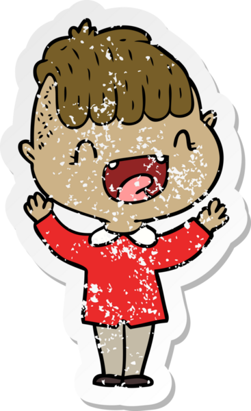 Bir insan tarafından çizilmiş üzgün, mutlu bir çocuğun çıkartması.