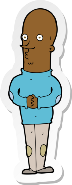 Bir insan tarafından çizilmiş komik, kel bir adamın çıkartması.