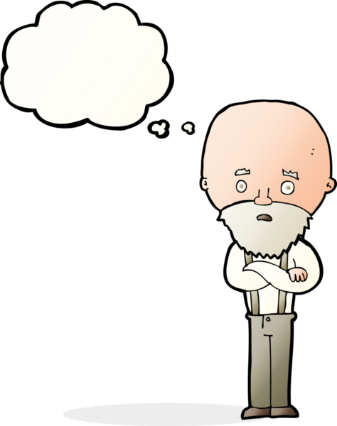 Bir insan tarafından çizilmiş, düşünceli, yaşlı bir adam.