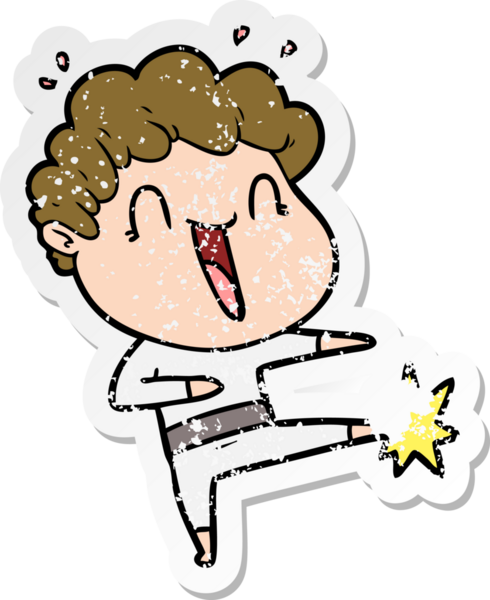 Bir insan tarafından çizilmiş mutlu bir adamın sıkıntılı çıkartması.