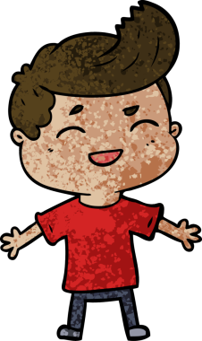 Bir insan tarafından çizilmiş gülen çizgi film adamı.