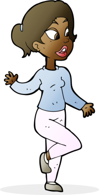 Çizgi film dostu bir kadın bir insan tarafından çiziliyor.