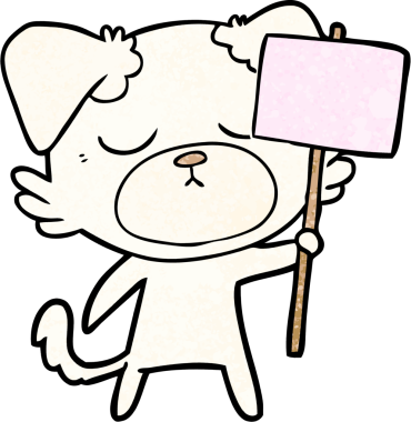 Bir insan tarafından çizilmiş şirin bir çizgi film köpeği.